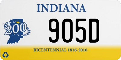 IN license plate 905D