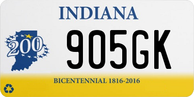 IN license plate 905GK