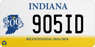 IN license plate 905ID