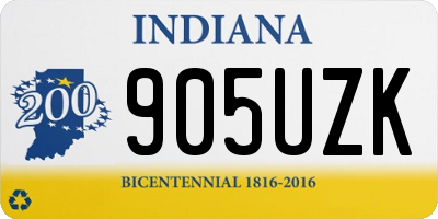 IN license plate 905UZK