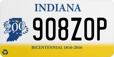 IN license plate 908ZOP