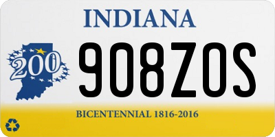 IN license plate 908ZOS