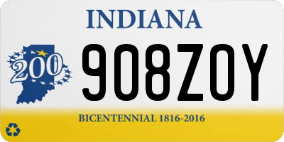 IN license plate 908ZOY
