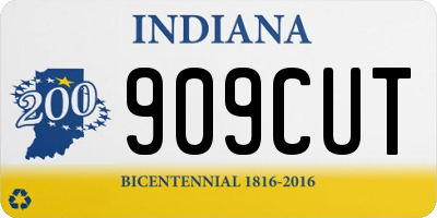 IN license plate 909CUT