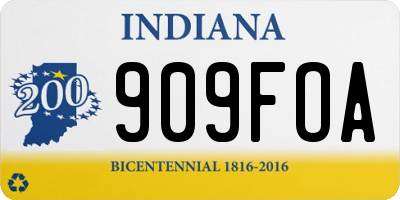 IN license plate 909FOA