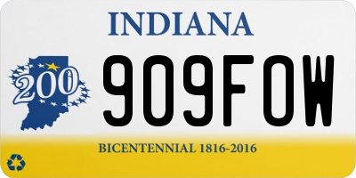 IN license plate 909FOW
