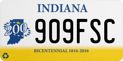 IN license plate 909FSC