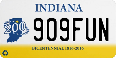 IN license plate 909FUN