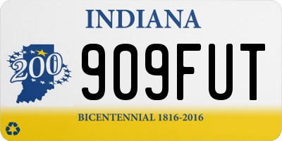 IN license plate 909FUT