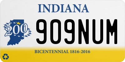 IN license plate 909NUM