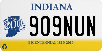 IN license plate 909NUN