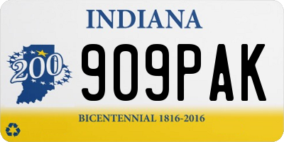 IN license plate 909PAK