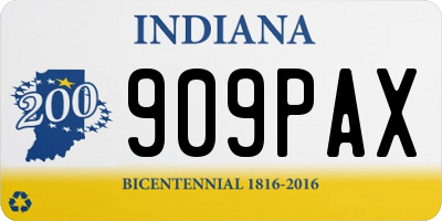 IN license plate 909PAX