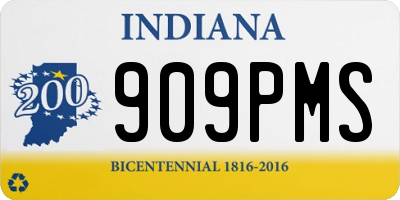 IN license plate 909PMS