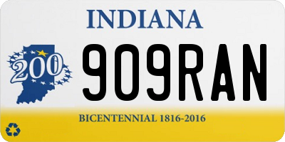 IN license plate 909RAN