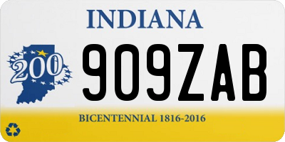 IN license plate 909ZAB