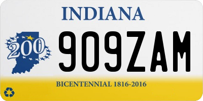 IN license plate 909ZAM