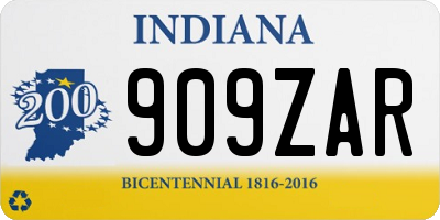 IN license plate 909ZAR