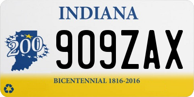 IN license plate 909ZAX
