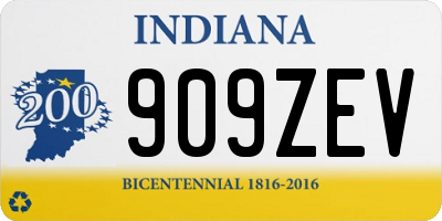 IN license plate 909ZEV