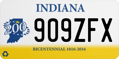 IN license plate 909ZFX