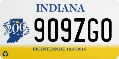 IN license plate 909ZGO