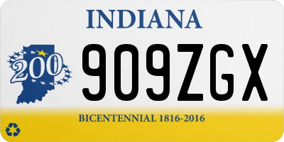 IN license plate 909ZGX