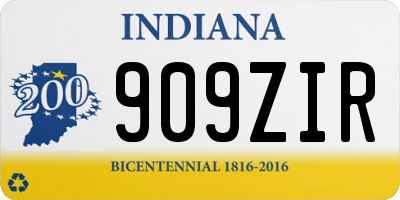 IN license plate 909ZIR