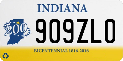 IN license plate 909ZLO