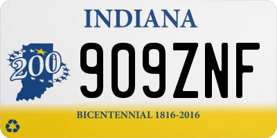 IN license plate 909ZNF