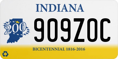 IN license plate 909ZOC
