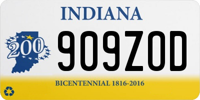 IN license plate 909ZOD