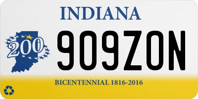 IN license plate 909ZON