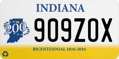 IN license plate 909ZOX