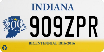 IN license plate 909ZPR