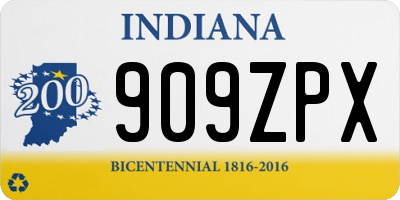 IN license plate 909ZPX