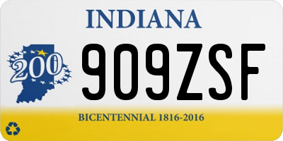 IN license plate 909ZSF