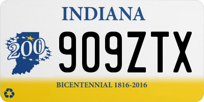 IN license plate 909ZTX