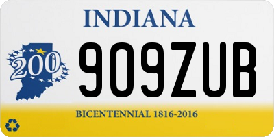 IN license plate 909ZUB