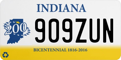 IN license plate 909ZUN