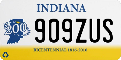 IN license plate 909ZUS