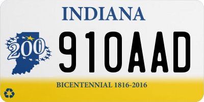 IN license plate 910AAD