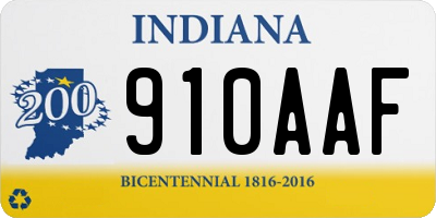 IN license plate 910AAF