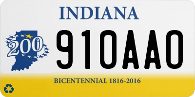 IN license plate 910AAO