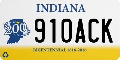 IN license plate 910ACK