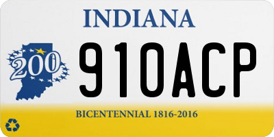 IN license plate 910ACP
