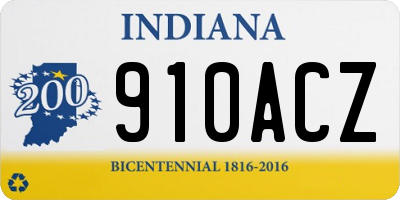 IN license plate 910ACZ