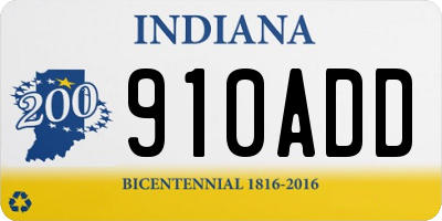 IN license plate 910ADD