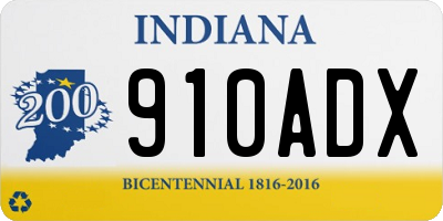 IN license plate 910ADX