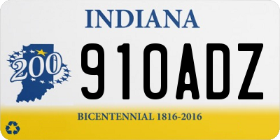 IN license plate 910ADZ